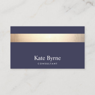 Navy Blue - Gold Stripe Modern Stylish Business Card