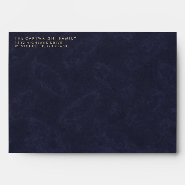 Navy Blue & Gold Textured Matching Memorial Envelope (Front)