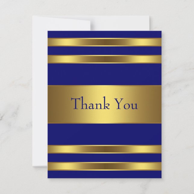 Navy Blue Gold Thank You Card (Front)