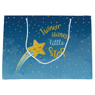 Navy Blue Gold Twinkle Little Star Gift Bag