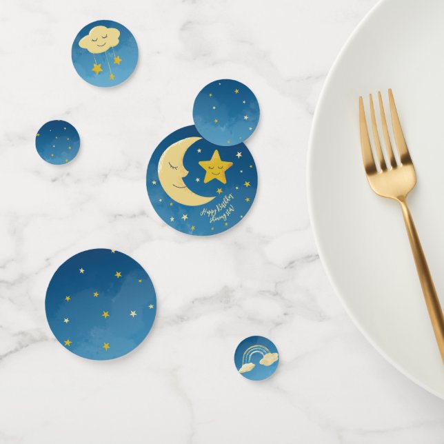 Navy Blue Gold Twinkle Little Star Table Confetti (Group)