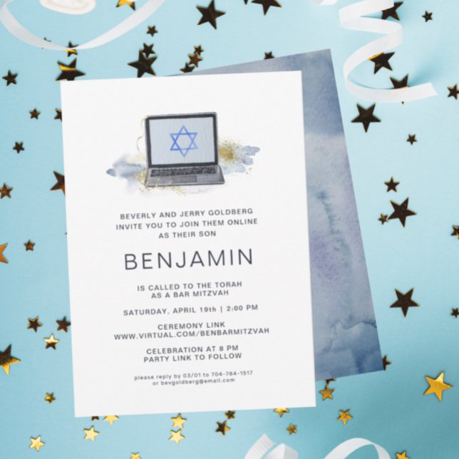 Navy Blue & Gold | Virtual Laptop Bar Mitzvah (Creator Uploaded)