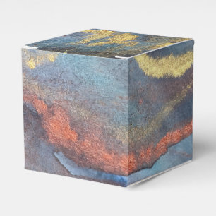 Navy Blue & Gold Watercolor Marble Modern Abstract Favour Box