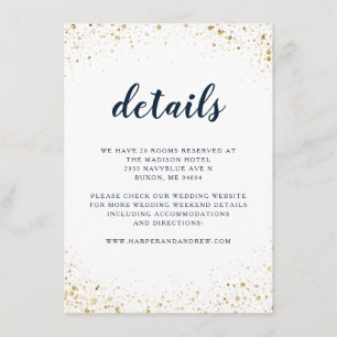 Navy Blue Gold Wedding Details Enclosure Card