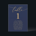Navy Blue & Gold Wedding Seating Table Number<br><div class="desc">Beautiful,  elegant,  modern and minimalist,  table number card. Fully customisable. **PLEASE NOTE: To order,  simply adjust your table number and add each number to your cart separately. Then check out once you are finished.</div>