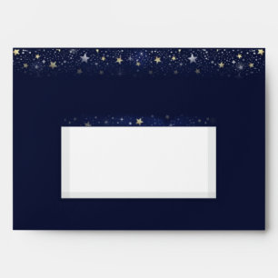 Navy Blue Gold White Moon & Stars Matching Wedding Envelopes