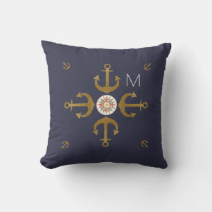 navy blue golden anchors nice cushion
