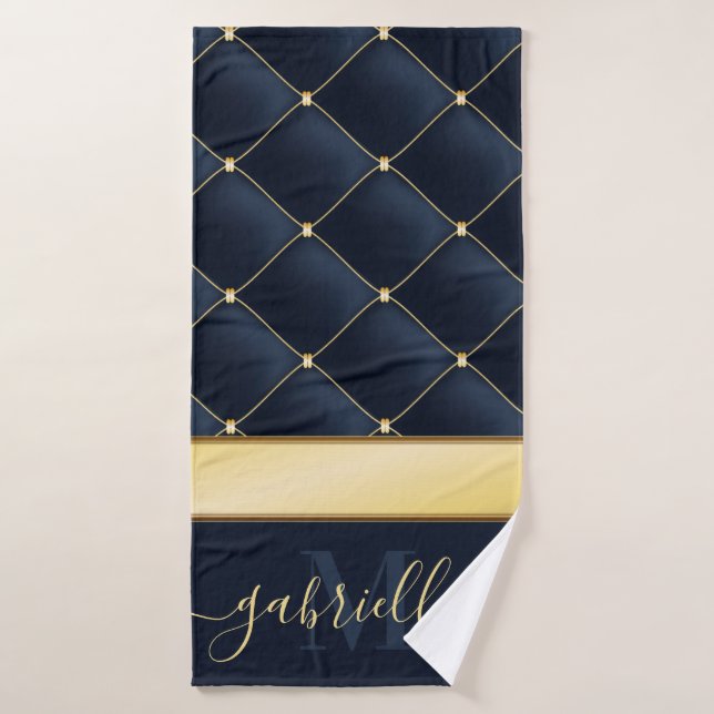 Navy Blue Golden  Bath Towel (Bath Towel)