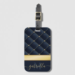 Navy Blue Golden  Luggage Tag
