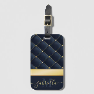 Navy Blue Golden  Luggage Tag