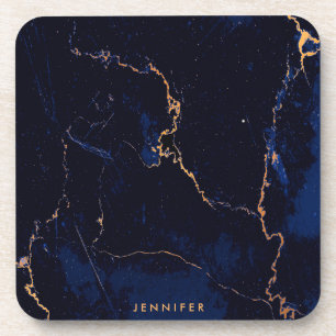 Navy Blue Golden Marble Coaster
