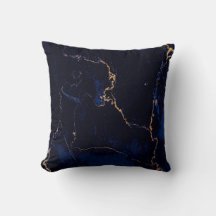 Navy Blue Golden Marble Cushion