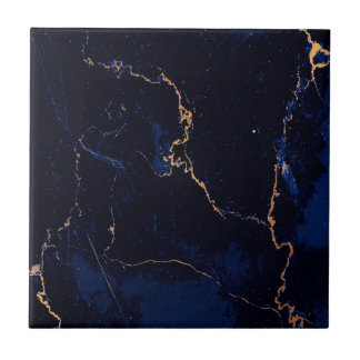Navy Blue Golden Marble Tile