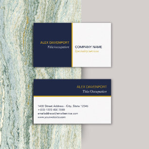 Navy Blue Goldenrod Yellow Modern Clean Line Business Card