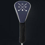 Navy Blue Golf Clubs Monogram Head Cover<br><div class="desc">Personalised  3-letter monogram design for golf enthusiasts.</div>