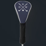 Navy Blue Golf Clubs Monogram Head Cover<br><div class="desc">Personalised  3-letter monogram design for golf enthusiasts.</div>