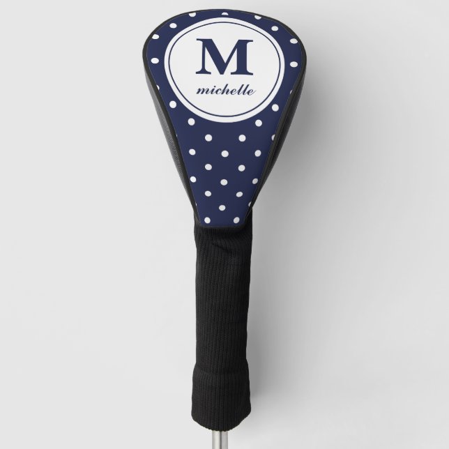Navy Blue | Golf | DOT personalised monogram Head Cover (Front)