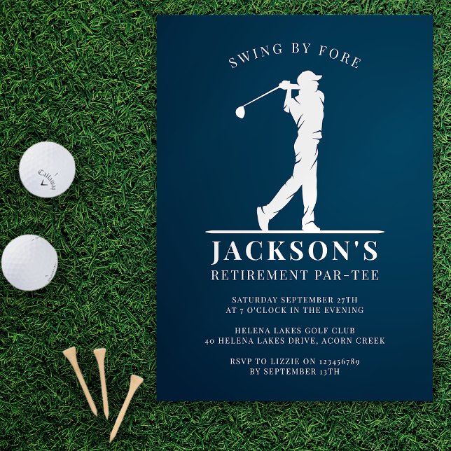 Navy Blue Golf Retirement Par-tee Invitation (Creator Uploaded)