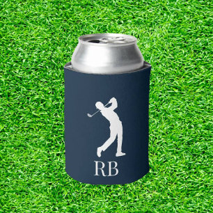 Navy Blue Golfer Monogram  Can Cooler