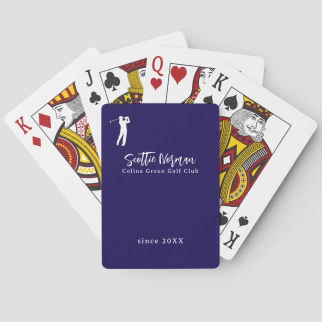Navy Blue Golfer Playing Cards (Back)