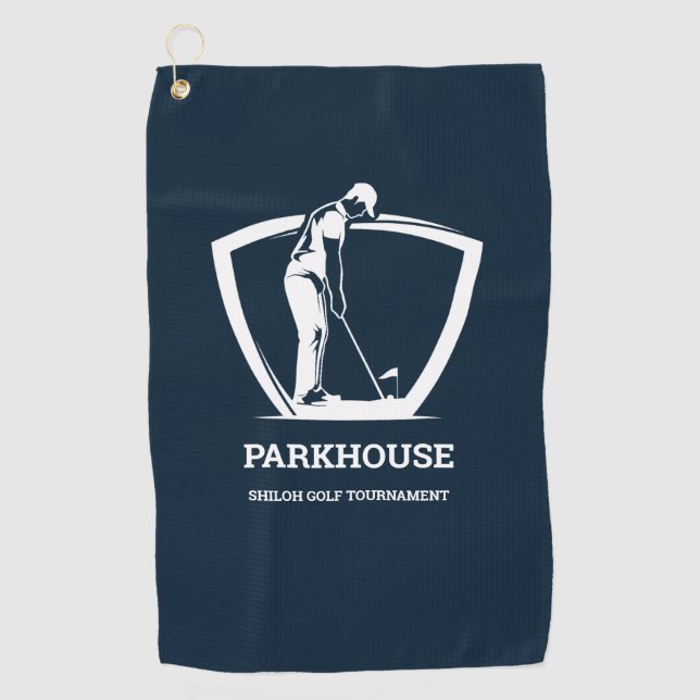 Navy Blue Golfers Name Tournament Golf Towel (Front)