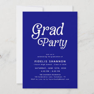 Navy Blue Grad Party Retro Graduation Invitation