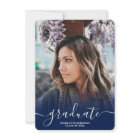 Navy blue graduate script photo graduation