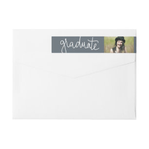 Navy Blue Graduate Typography Photo Wrap Around Label