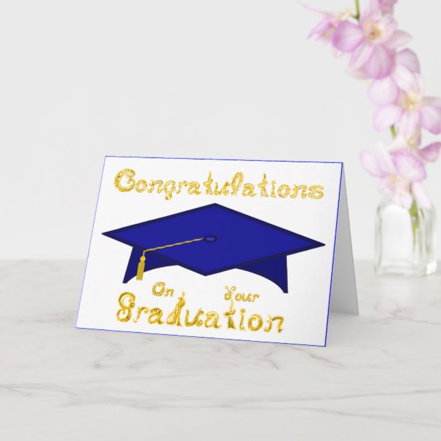 Navy Blue Graduation Cap Printable Party Hat or  Card (Orchid)