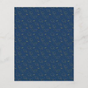 Navy Blue Graduation Cap Toss Scrapbook Paper