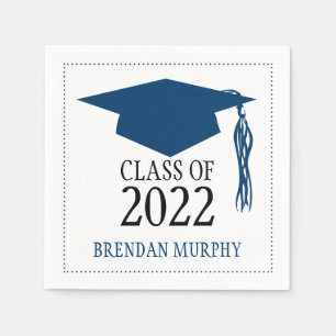 Navy Blue Graduation Mortarboard School Year Napkin