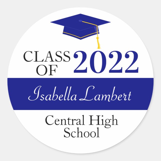 Navy Blue Graduation Party Favour Stickers (Front)