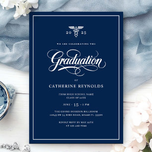 Navy Blue Graduation Party Invitation