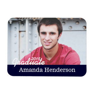 Navy Blue Graduation Photo Announcement Magnet