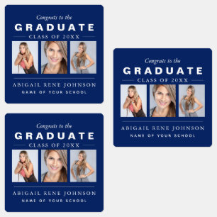 Navy Blue Graduation Photo Collage Custom