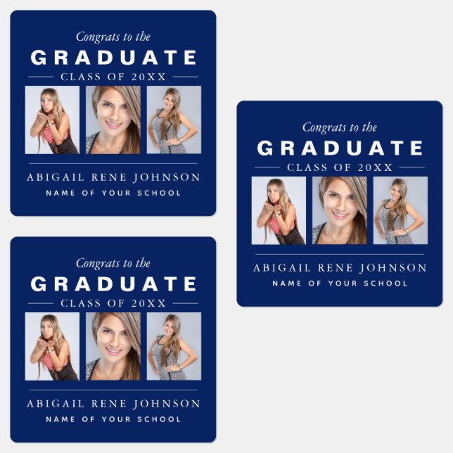 Navy Blue Graduation Photo Collage Custom (Group)