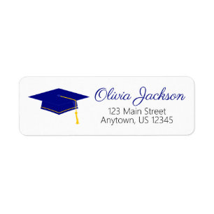 Navy Blue Graduation Return Address