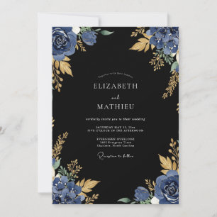 Navy Blue Grandiose Midnight Wedding Invitation