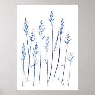 navy blue grass leafs grass seed arts poster