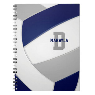 navy blue gray girls boys volleyball notebook