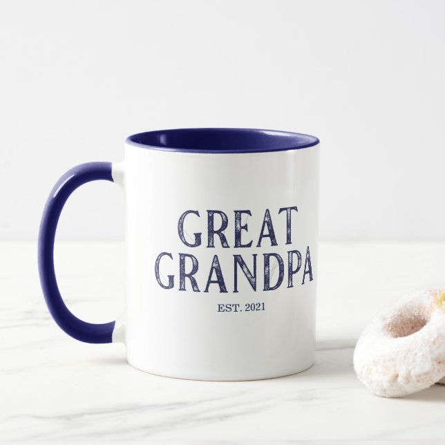 Navy Blue Great Grandpa Year Established Mug (With Donut)