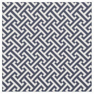 Navy Blue Greek Key Pattern Fabric
