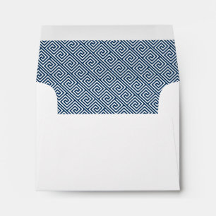 Navy Blue Greek Key Pattern Lined Envelope