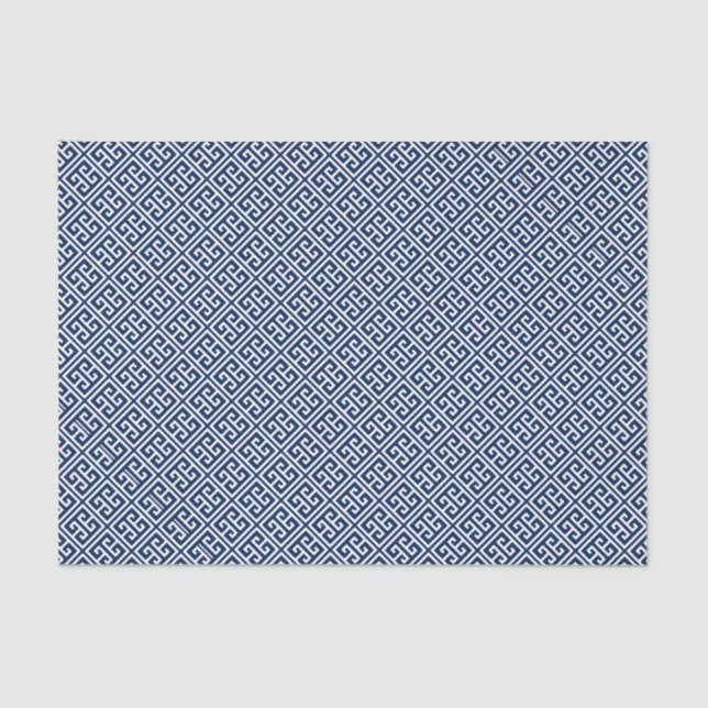 Navy Blue Greek Key Pattern Tissue Paper (Front)