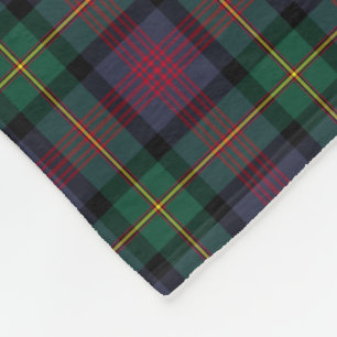Navy Blue, Green, and Red Logan Clan Tartan Fleece Blanket