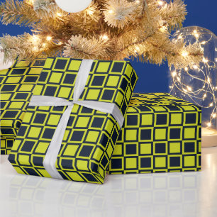Navy Blue Green Chequerboard  Wrapping Paper