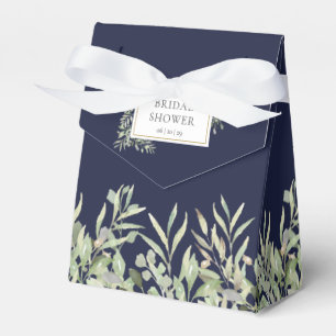 Navy Blue Greenery Foliage Bridal Shower Favour Box