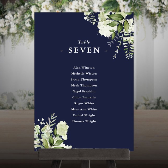Navy Blue Greenery Seating Plan Table Number (Navy Blue Greenery Seating Plan Table Number)