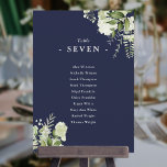 Navy Blue Greenery Seating Plan Table Number<br><div class="desc">These elegant navy blue botanical greenery leaves wedding table numbers can be personalised with your guests' seating plan set in chic typography. The cards are printed on the front and back (double-sided). Designed by Thisisnotme©</div>