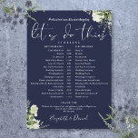 Navy Blue Greenery Wedding Schedule Timeline Programme<br><div class="desc">This stylish navy blue greenery wedding schedule-timeline can be personalized with your wedding details in chic typography. Designed by Thisisnotme©</div>